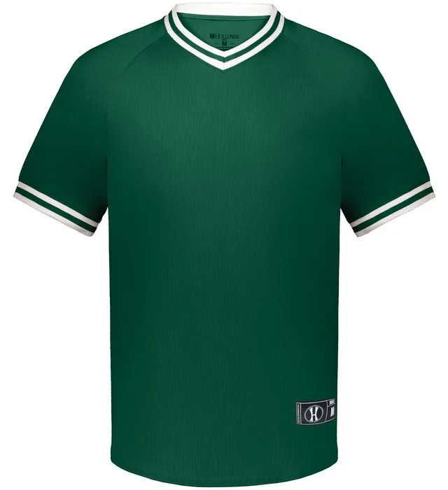 Holloway Forest Green/White Youth Retro V-Neck Baseball Jersey