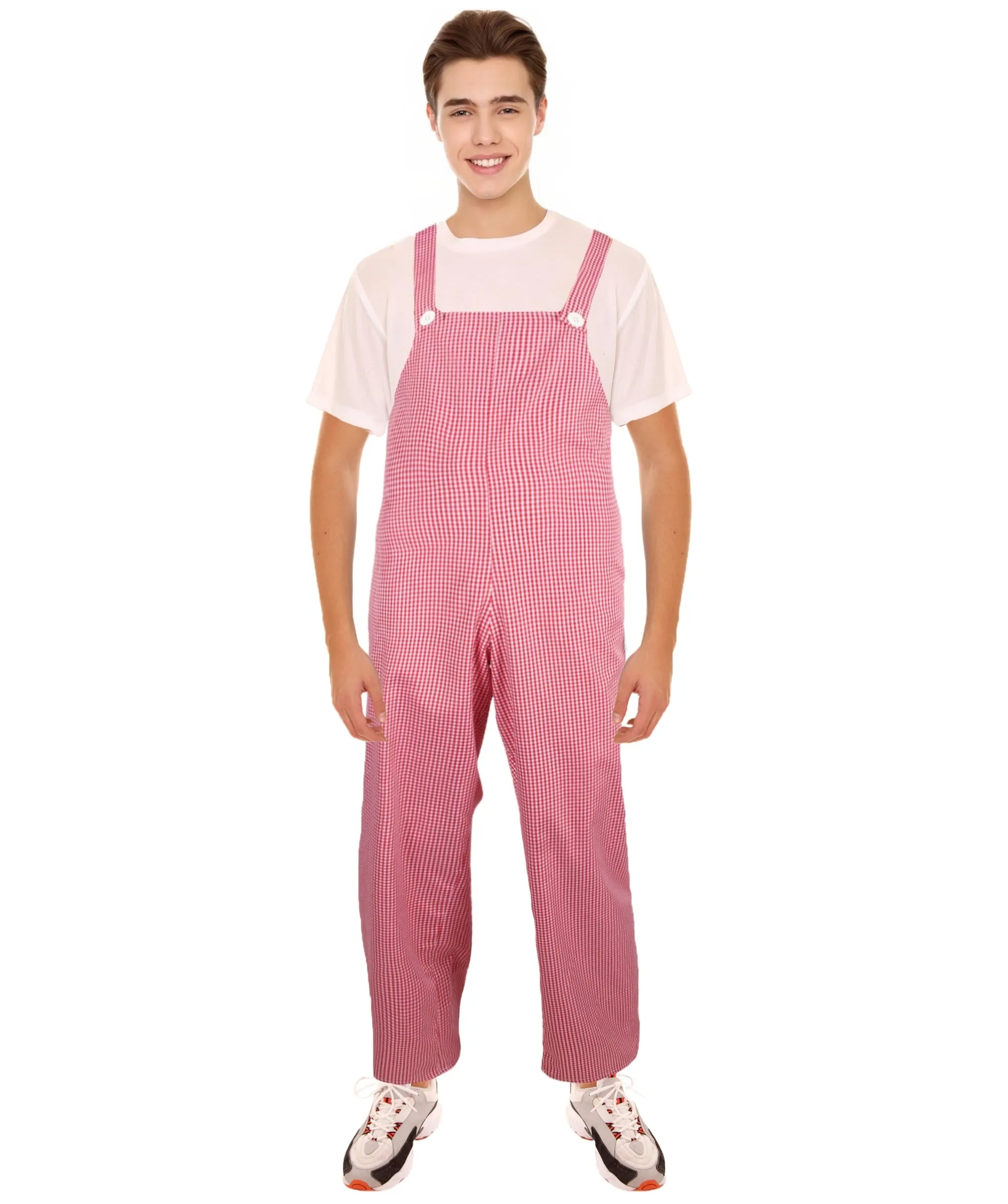 HPO Adult Men's Checkered Overalls Game Day Costume I Perfect for Halloween I Flame-retardant Synthetic Fabric