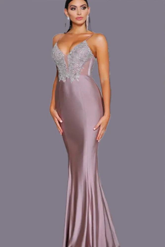 J'ADORE AUSTRALIA sequin crystal GOWN - MOCHA