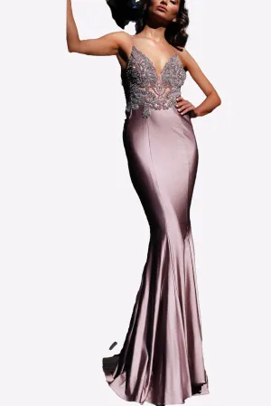 J'ADORE AUSTRALIA sequin crystal GOWN - MOCHA