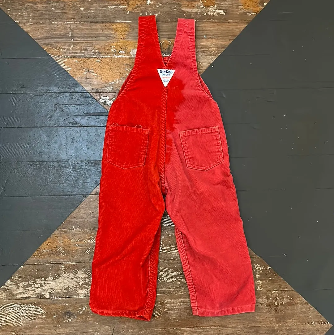 KIDS BLEACHED RED CORD OVERALL - 3T