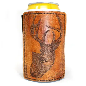 Leather Patch Drink Sleeve - Whitetail Buck