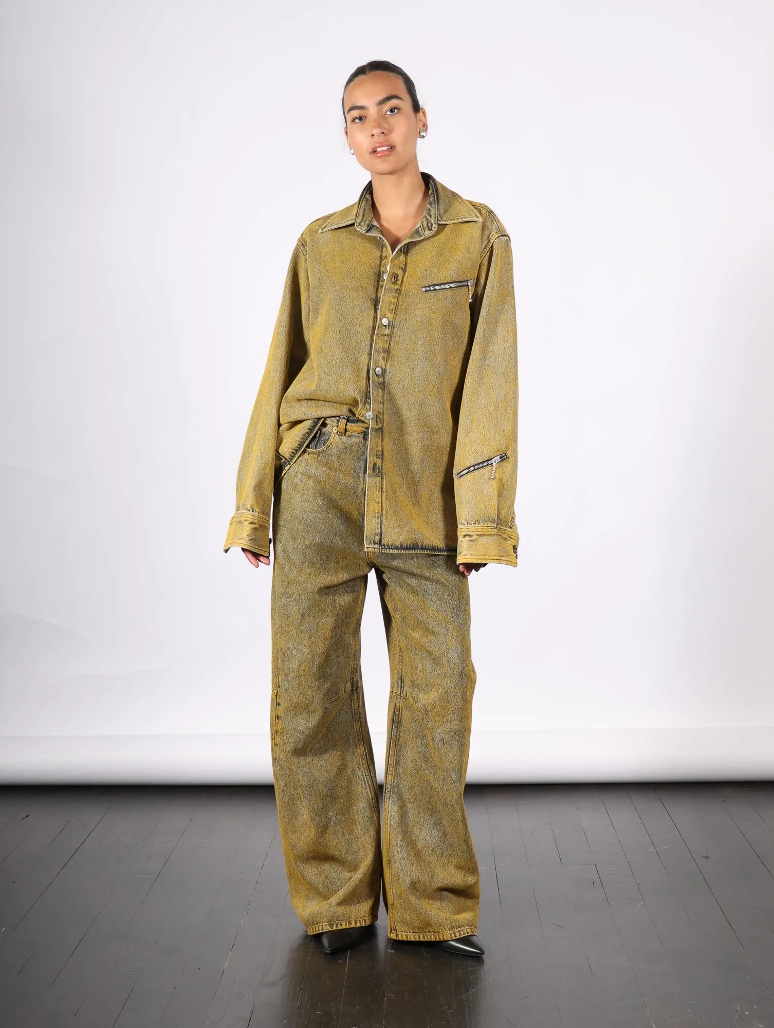 Long Sleeved Shirt in Yellow by MM6 Maison Margiela