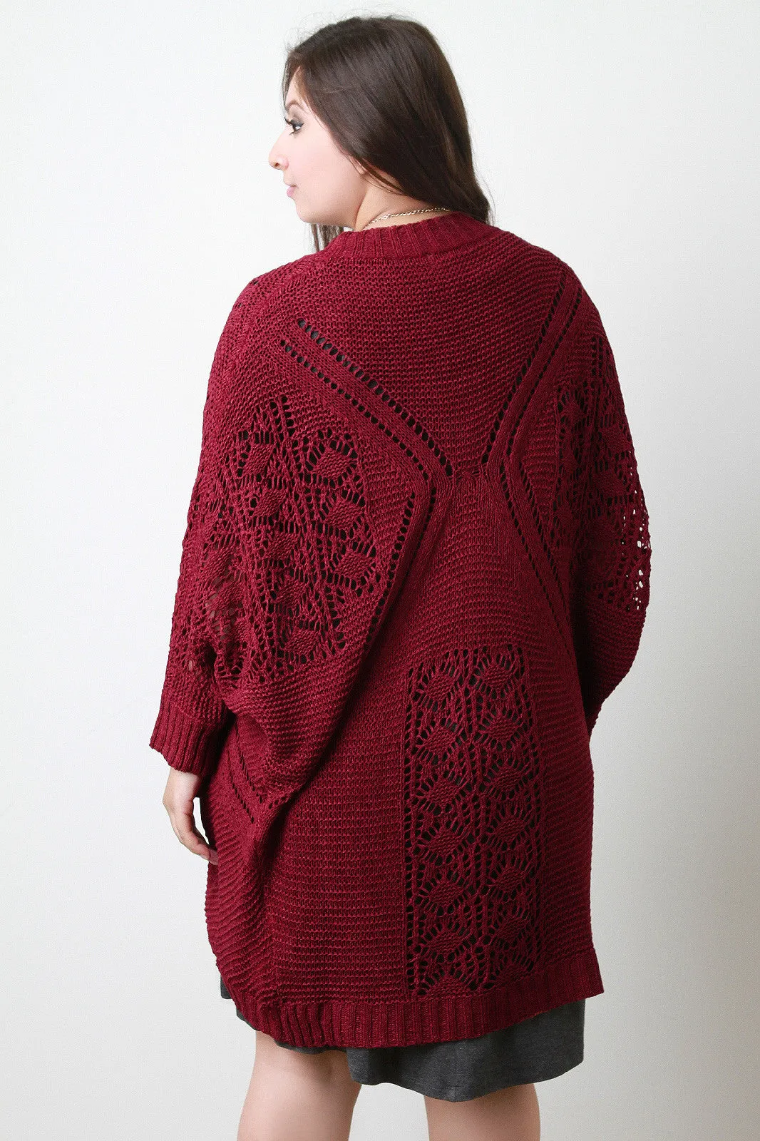 Longline Crochet Dolman Cardigan