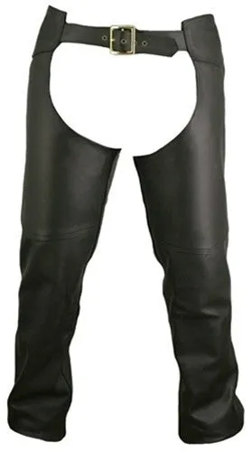 Men's Made in USA Black Naked Leather Motorcycle Chaps Double Stitched