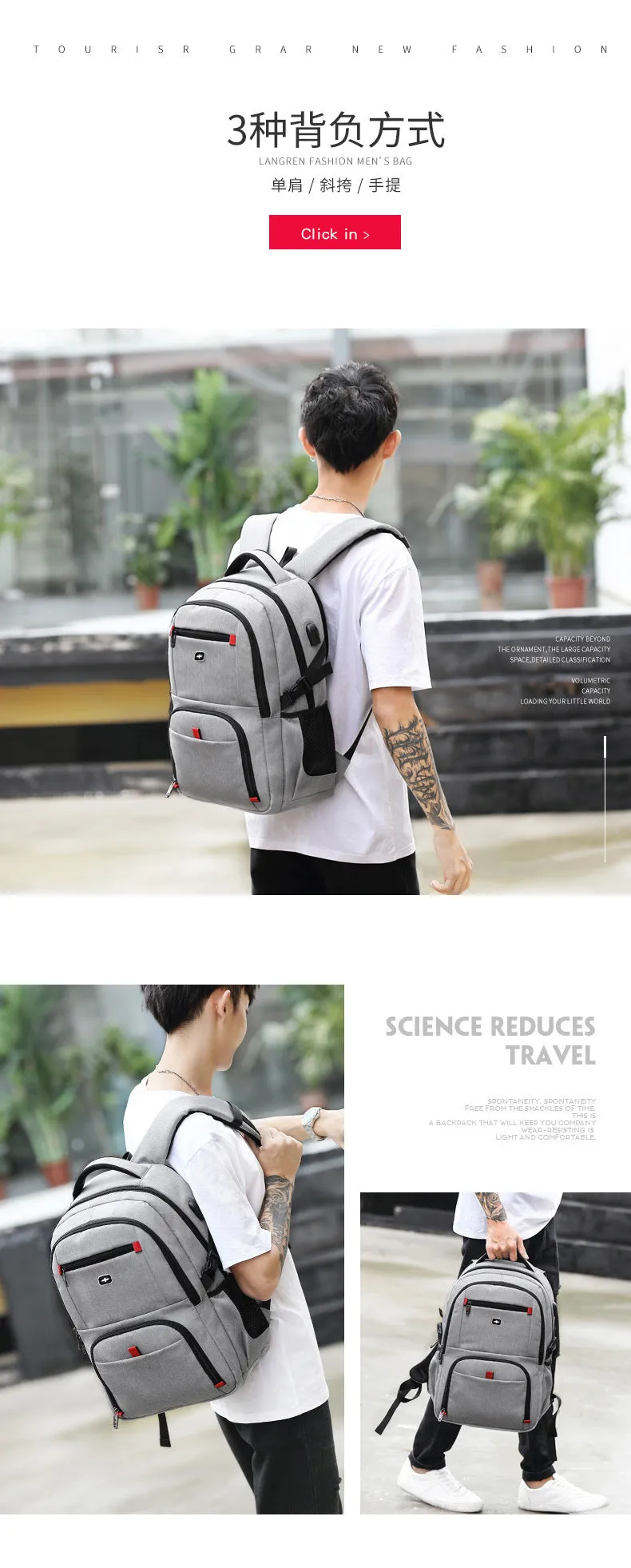 Men's Oxford cloth backpack multifunctional wear-resistant computer bag