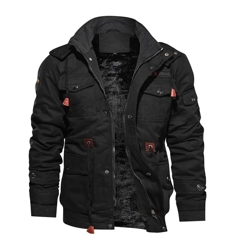 Military Thicken Fleece Jacket Mens Winter Casual Hooded Jacket Coat