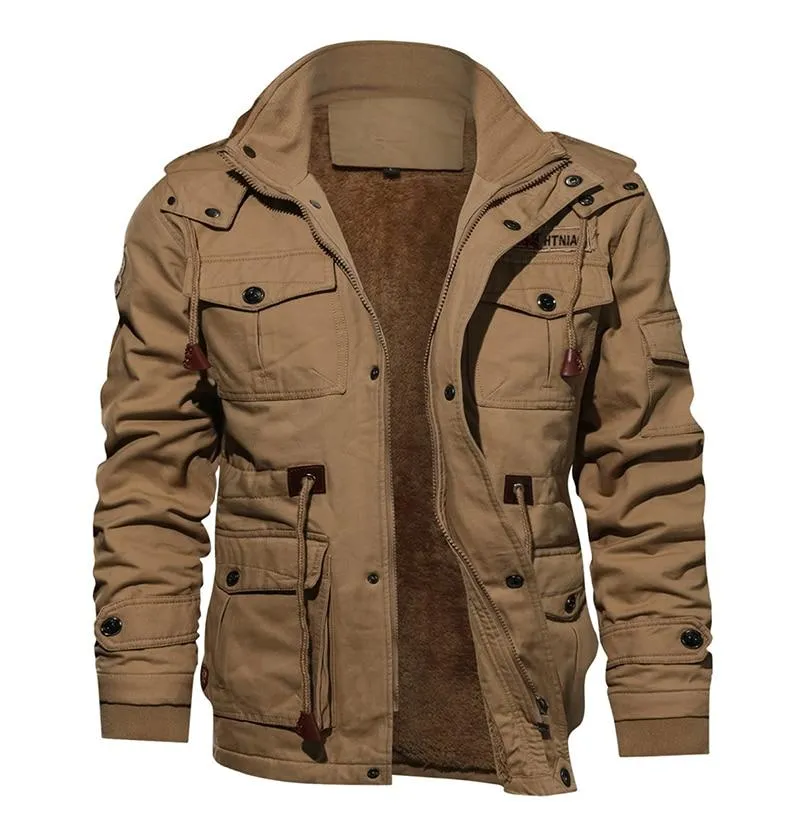 Military Thicken Fleece Jacket Mens Winter Casual Hooded Jacket Coat