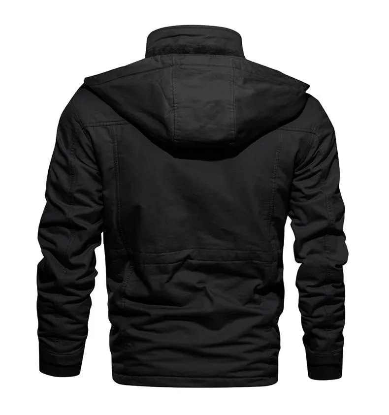 Military Thicken Fleece Jacket Mens Winter Casual Hooded Jacket Coat