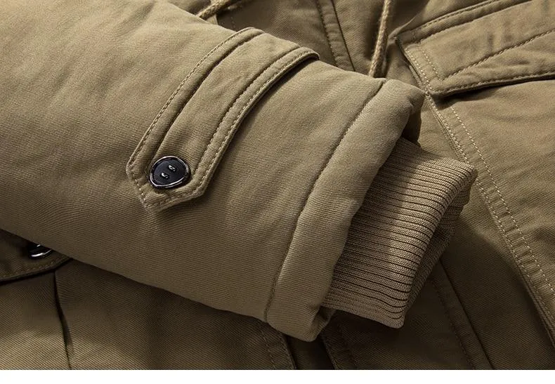 Military Thicken Fleece Jacket Mens Winter Casual Hooded Jacket Coat