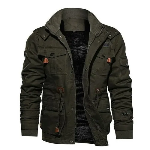 Military Thicken Fleece Jacket Mens Winter Casual Hooded Jacket Coat