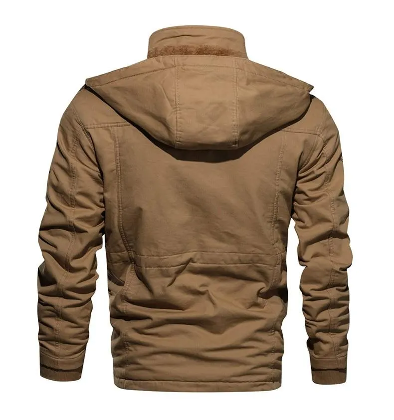 Military Thicken Fleece Jacket Mens Winter Casual Hooded Jacket Coat