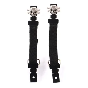 Milwaukee Leather MLA4009 Motorcycle Biker Skull and Bones Emblem Elastic Bungee Clips for Chaps or Pants (Set of 2)