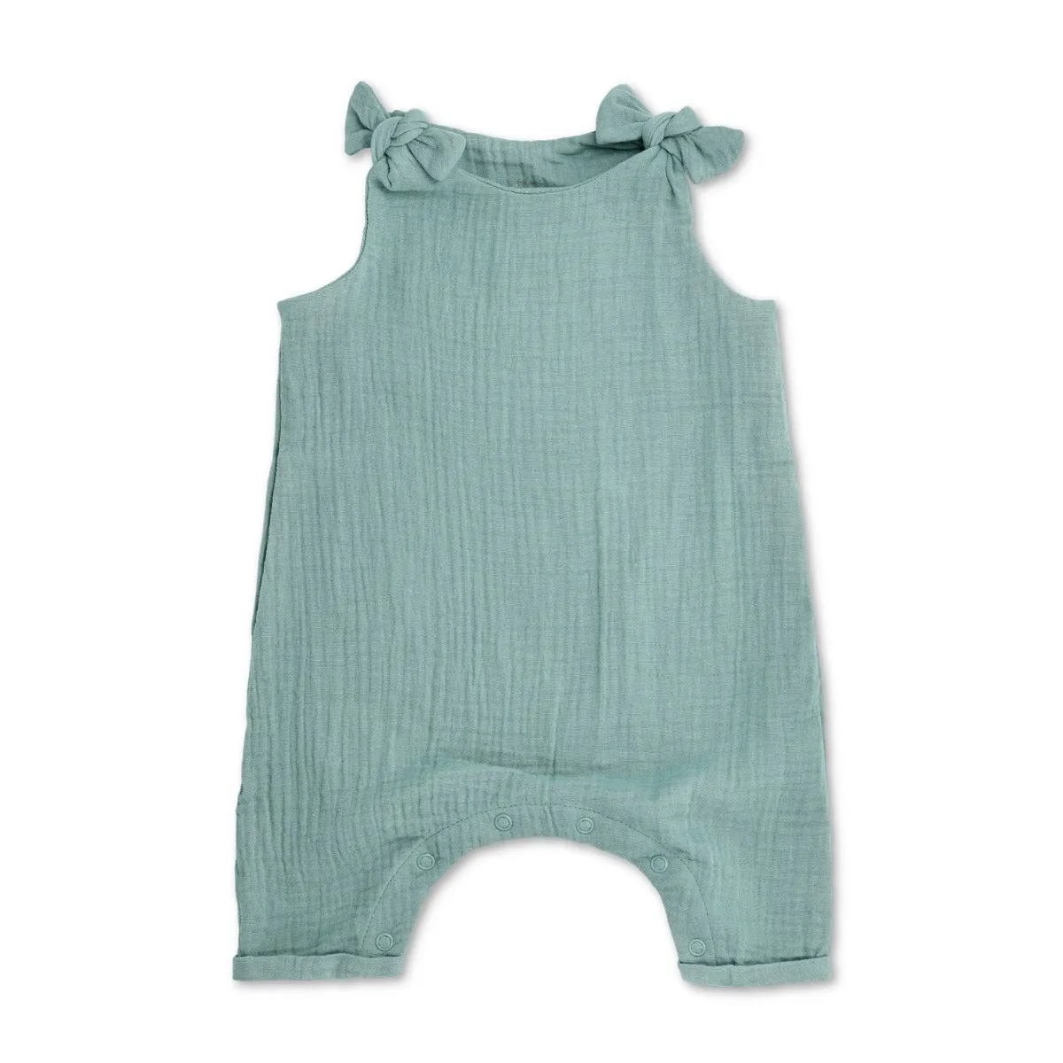 Muslin Knot Tie Overalls - Teal