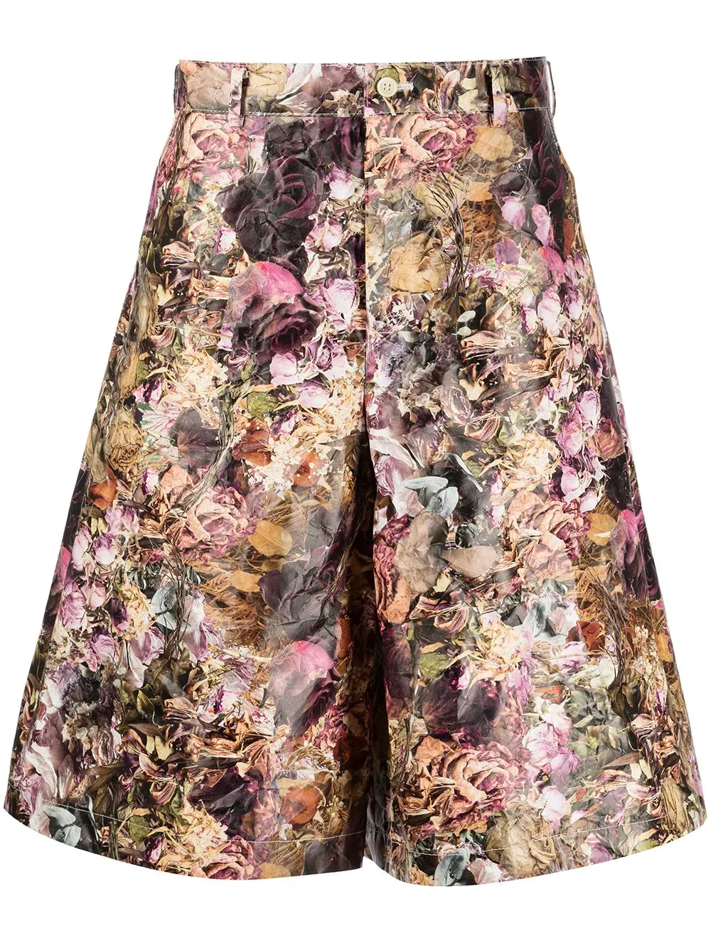 Non-Woven Fabric Floral Pattern Shorts