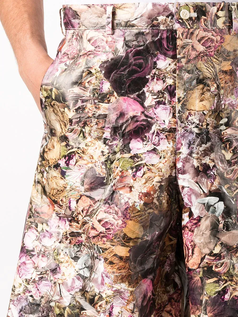 Non-Woven Fabric Floral Pattern Shorts