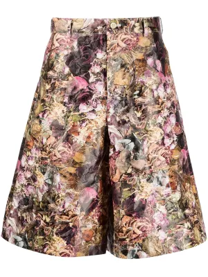 Non-Woven Fabric Floral Pattern Shorts