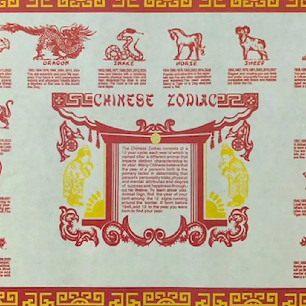 Pack of 50 - Chinese Zodiac Paper Table Mats