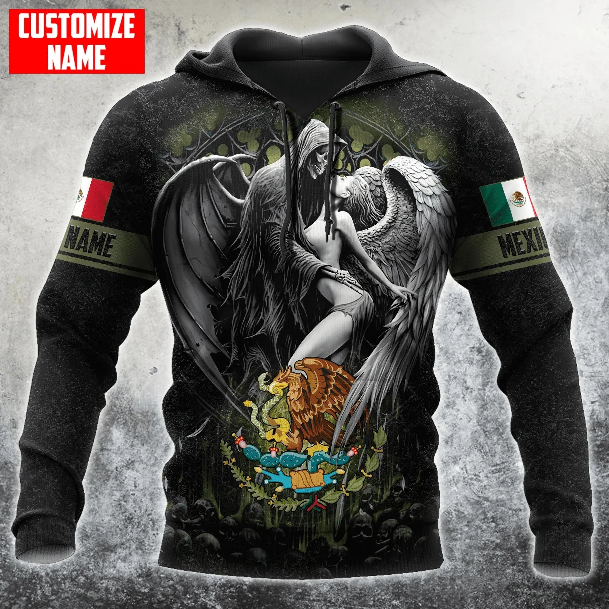 Personalized Azteca Mexicano Hoodie, 3D All Over Printed Mexicano Hoodie, Aztec 3D Hoodies For Him