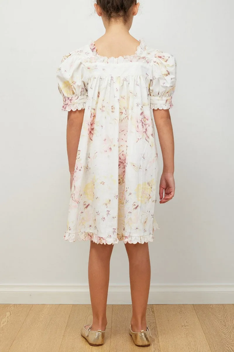 PETITE AMALIE WHITE/LEMON EMILY LINEN SMOCK DRESS