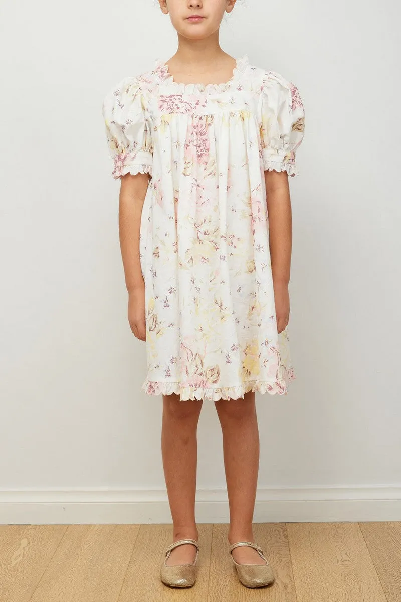 PETITE AMALIE WHITE/LEMON EMILY LINEN SMOCK DRESS