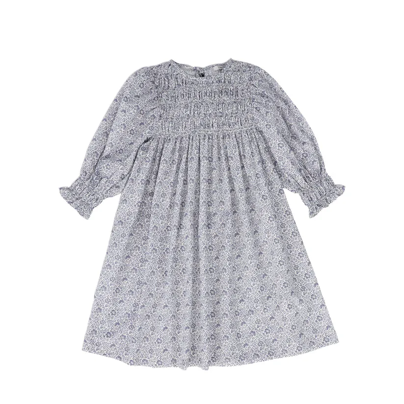 PICCOLA LUDO NAVY PRINTED SMOCK DRESS