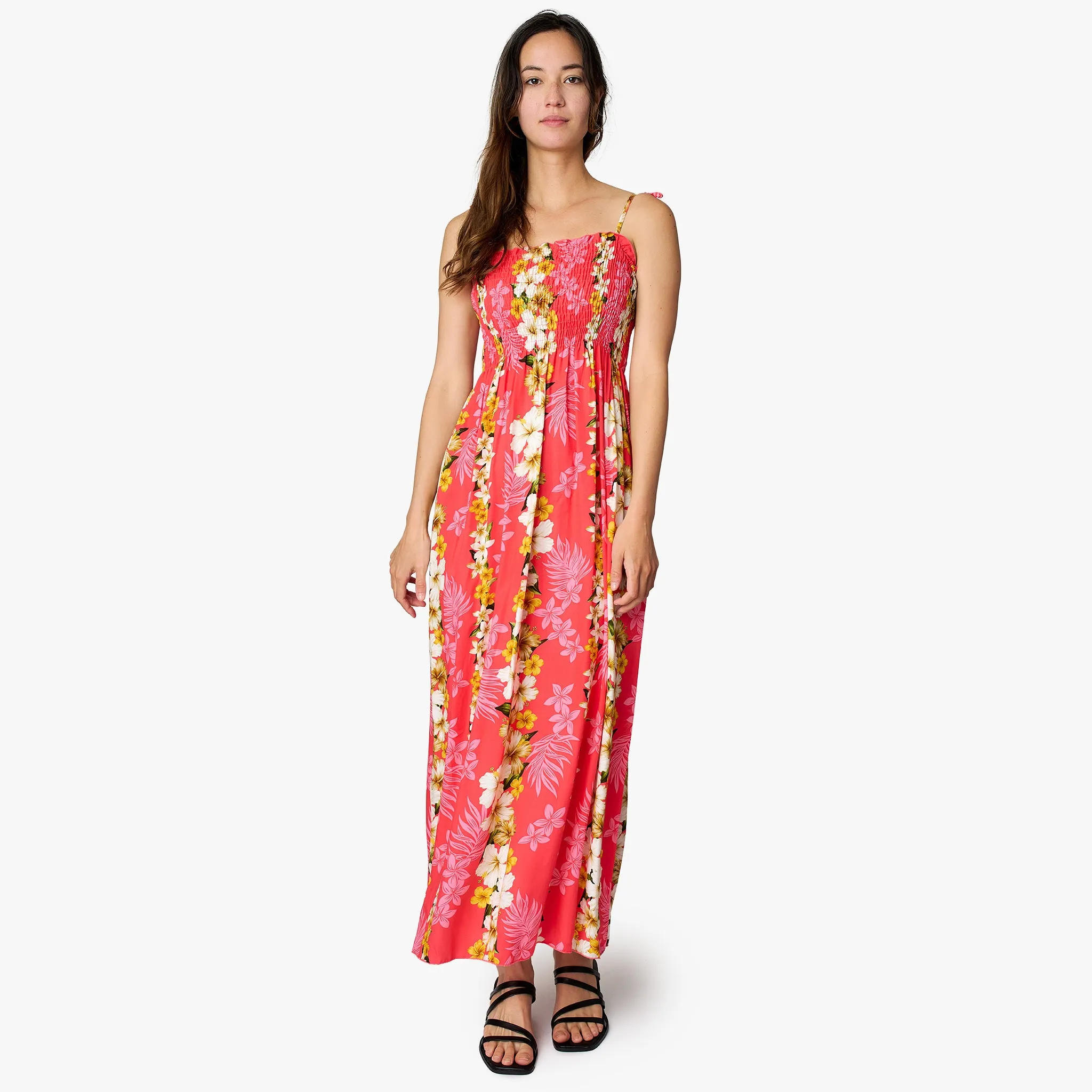 Plumeria Panel Long Smock Dress