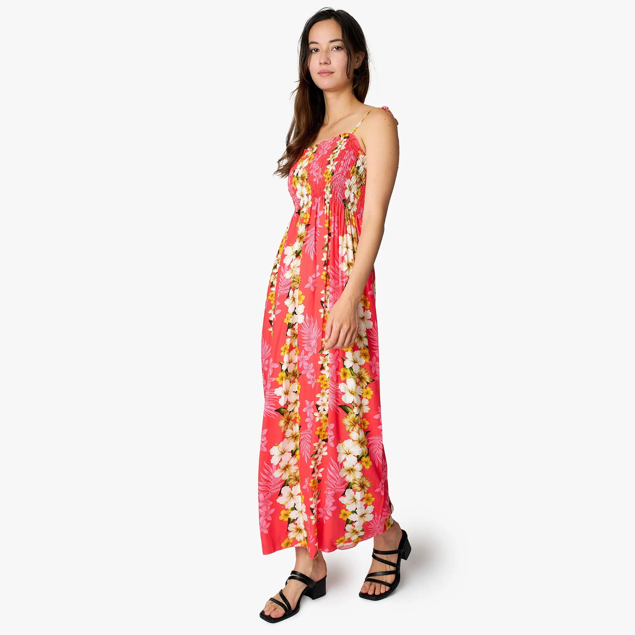 Plumeria Panel Long Smock Dress