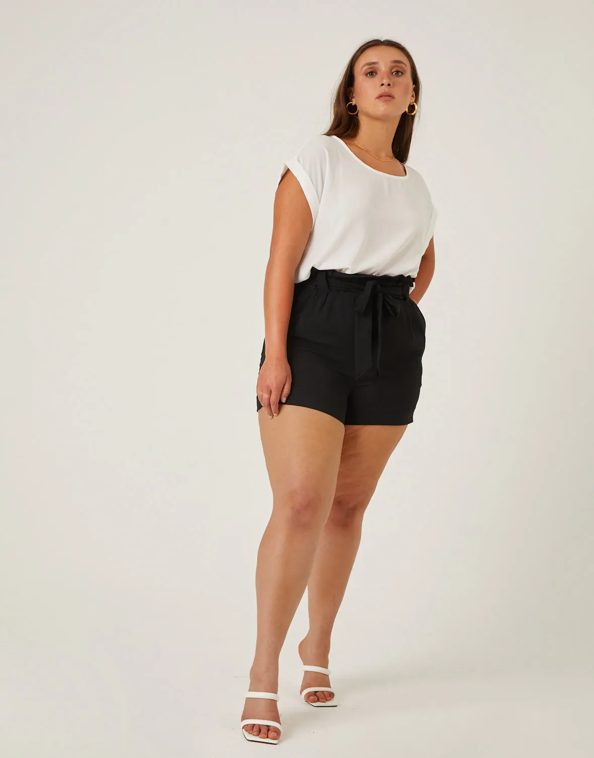 Plus Size Belted Summer Shorts