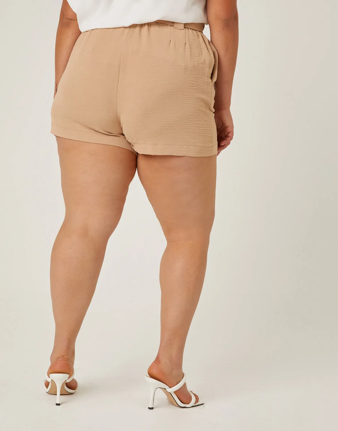 Plus Size Belted Summer Shorts