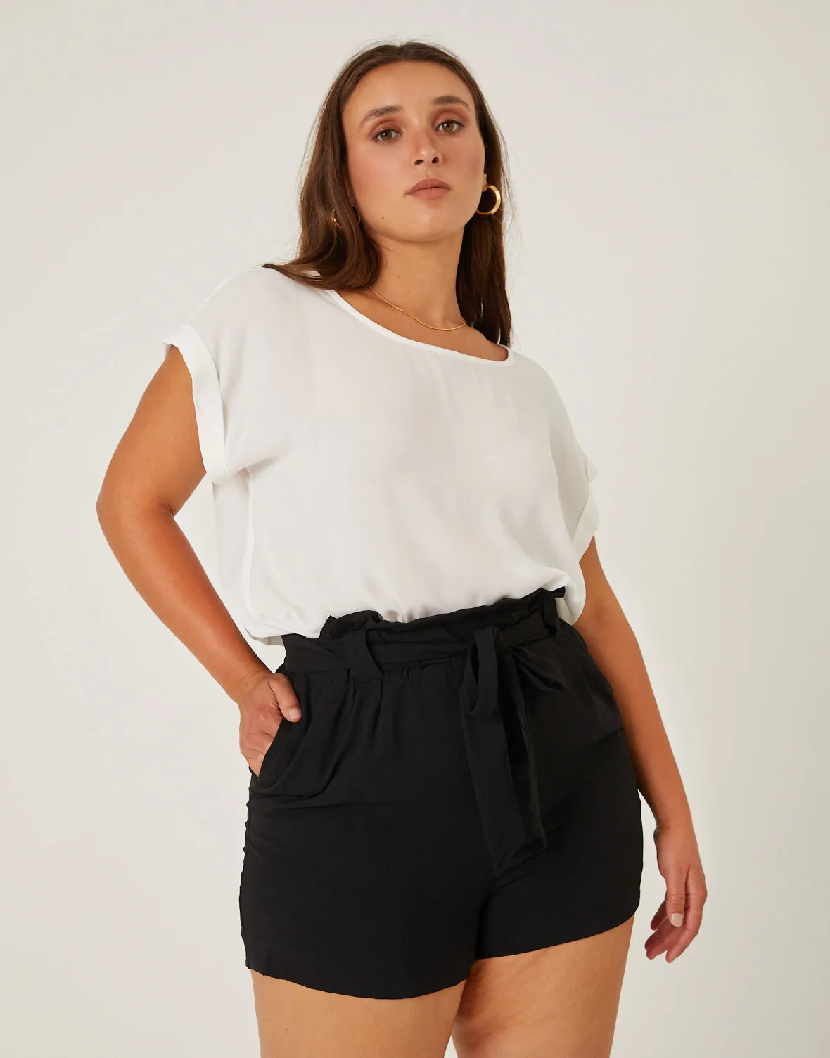 Plus Size Belted Summer Shorts