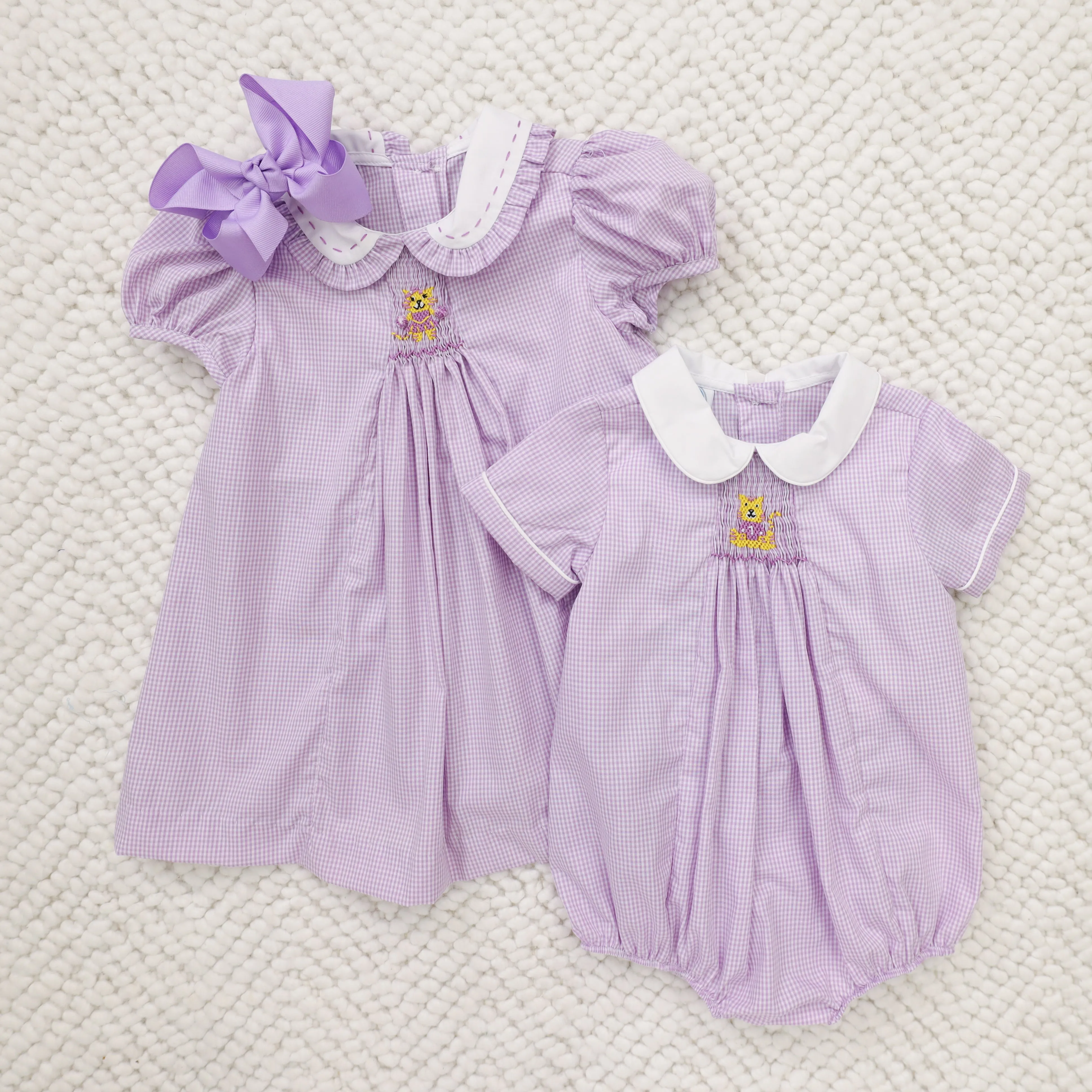 Purple Tiger Smock Boy Bubble