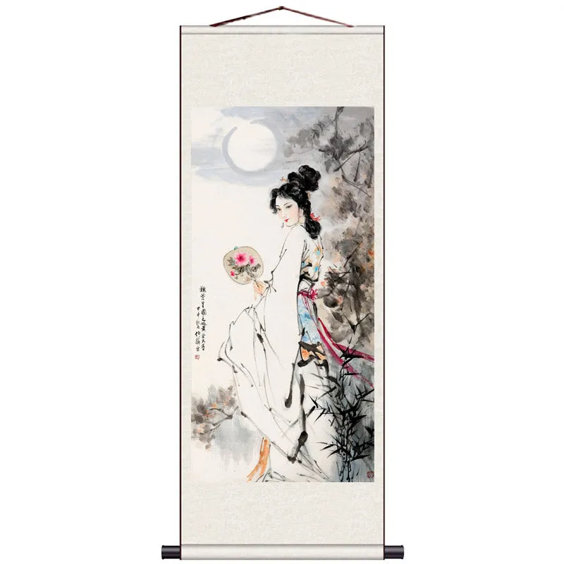 "Depiction of Ancient Court Ladies" - Traditional Chinese Painting Reproduction Classical Silk Scroll Hanging Wall Decor