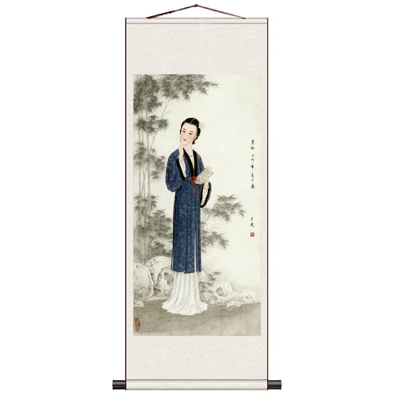 "Depiction of Ancient Court Ladies" - Traditional Chinese Painting Reproduction Classical Silk Scroll Hanging Wall Decor