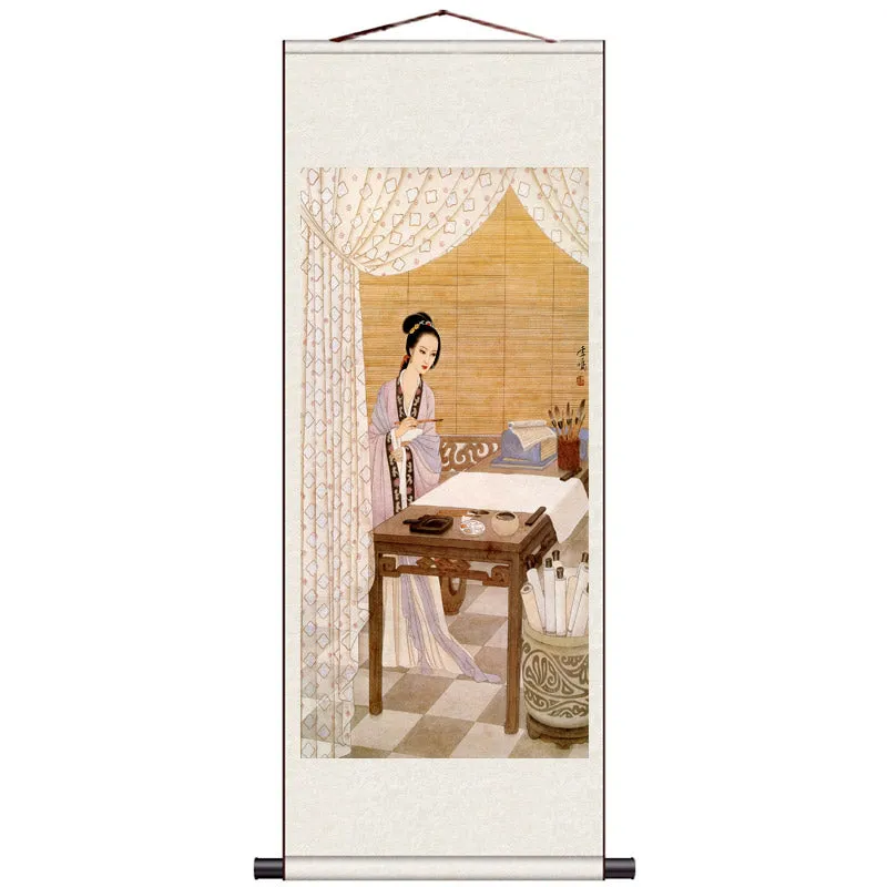 "Depiction of Ancient Court Ladies" - Traditional Chinese Painting Reproduction Classical Silk Scroll Hanging Wall Decor