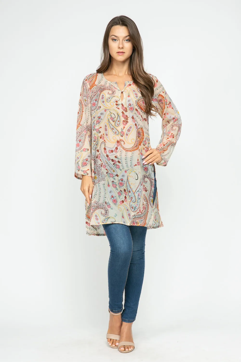 RAJ CAROLINA VANILLA PRINTED TUNIC