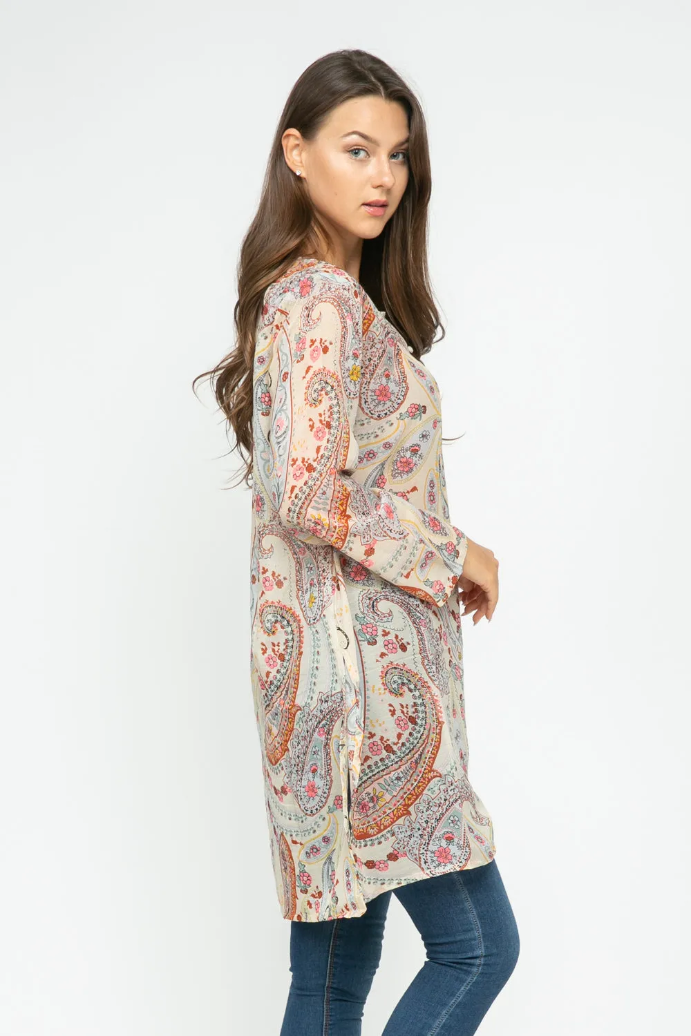 RAJ CAROLINA VANILLA PRINTED TUNIC