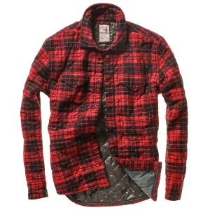 Red / Black Grid Quilted Flannel Shirt Jacket by Relwen