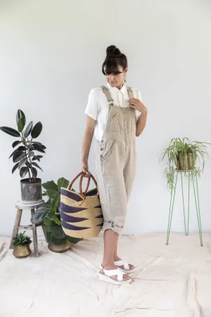 Rustic Linen Overalls - Natural