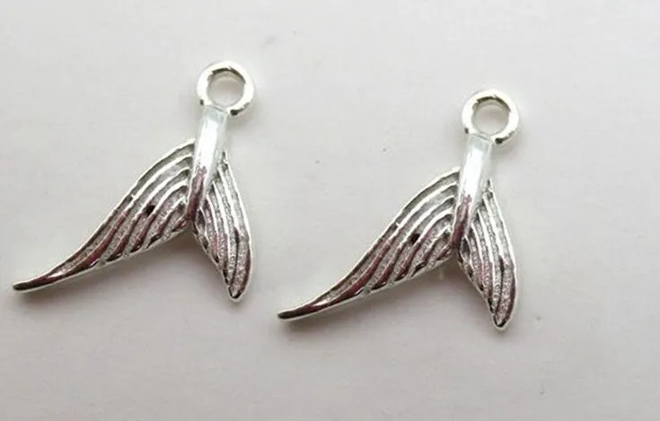 Sterling Silver Fishtail Charm Pendant 7.5mm Charms Findings for Handmade Pure Fine Jewelry Making Wholesale Bulk