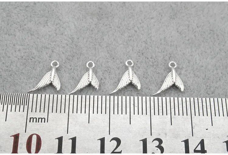 Sterling Silver Fishtail Charm Pendant 7.5mm Charms Findings for Handmade Pure Fine Jewelry Making Wholesale Bulk