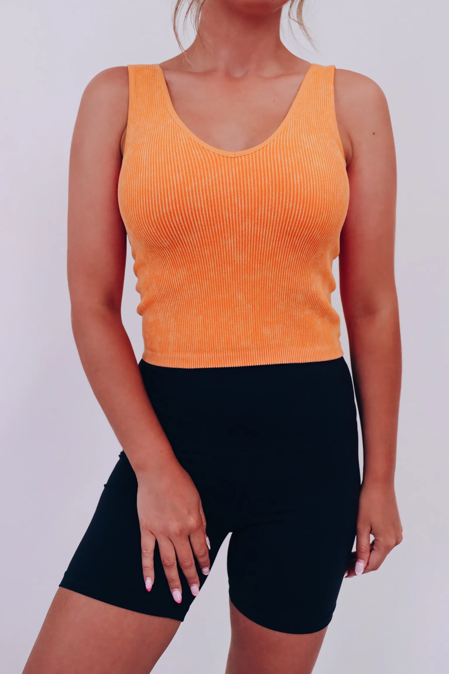 The 2 In 1 Reversible Crop Tank Top - Mineral Orange