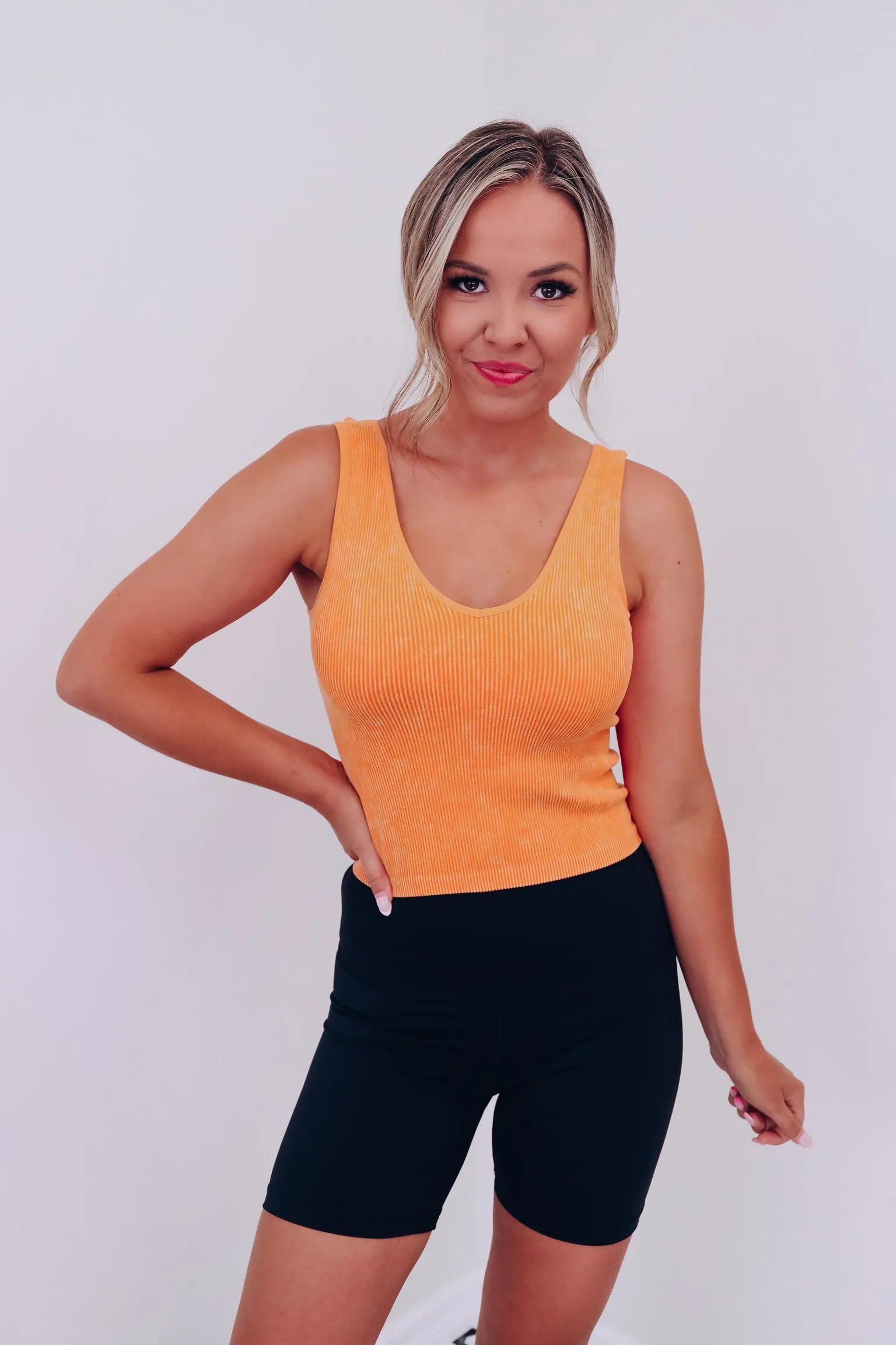 The 2 In 1 Reversible Crop Tank Top - Mineral Orange