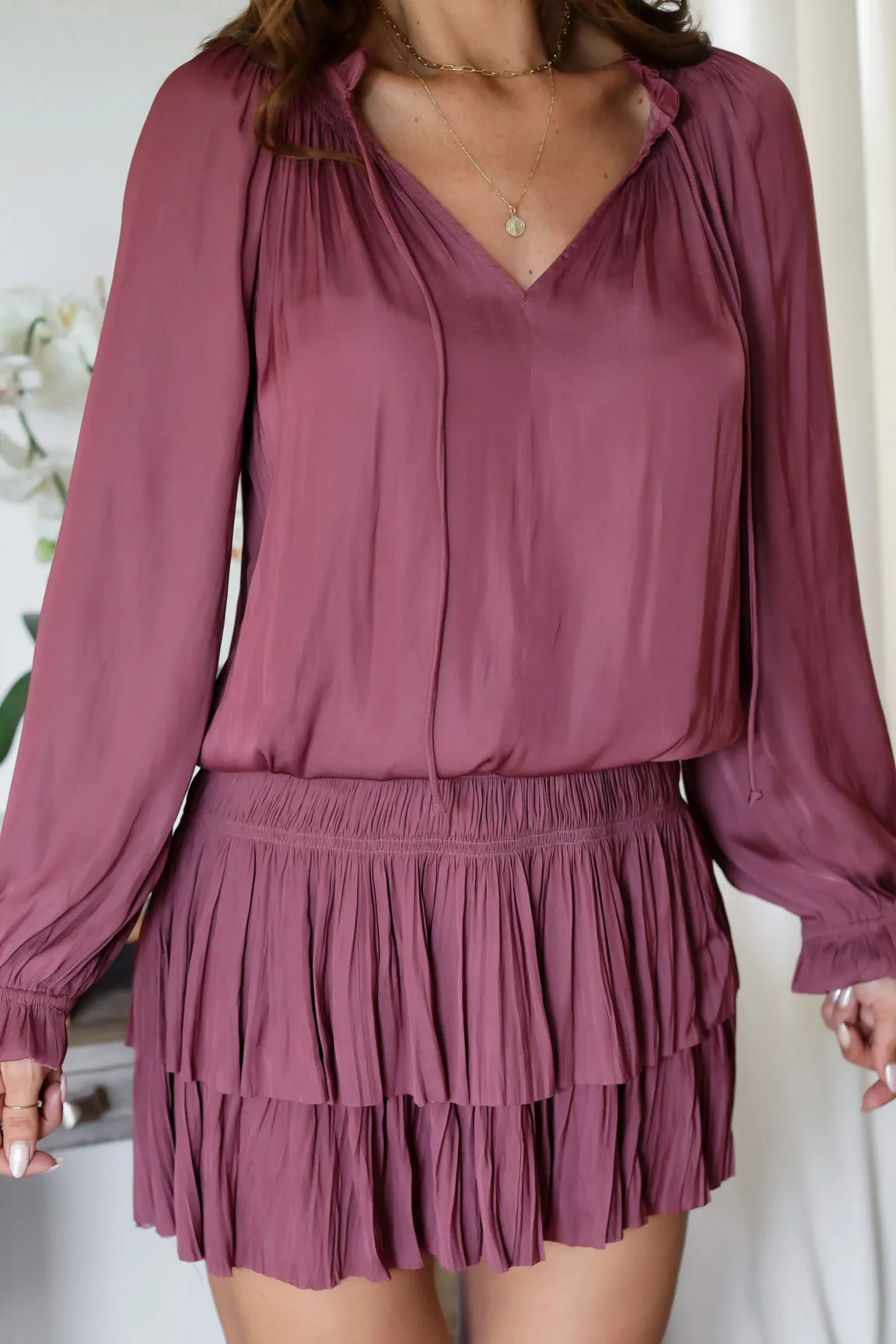 The Lucy Pleated Mini- Mauve