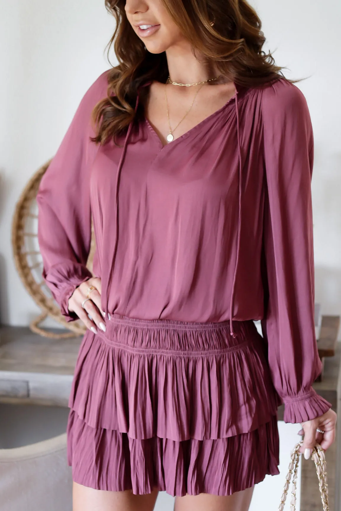 The Lucy Pleated Mini- Mauve