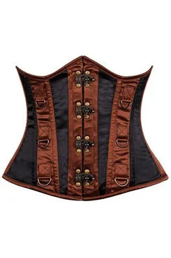 Top Drawer Black & Brown Steel Boned Underbust Corset