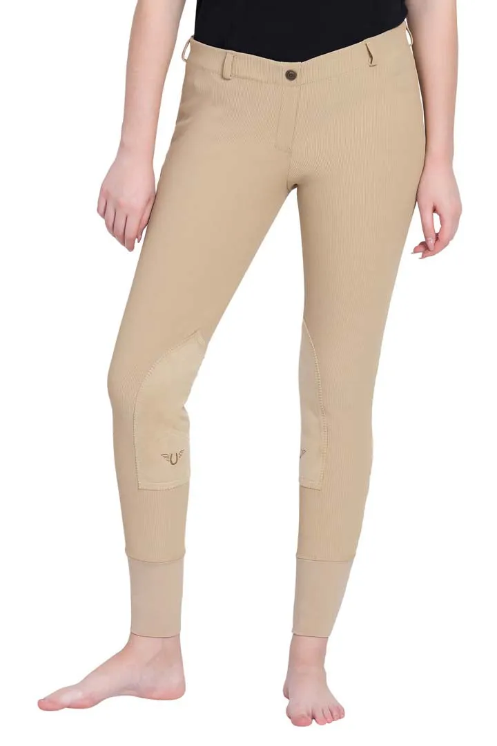 TuffRider Ladies Ribb Lowrise Pull-On Knee Patch Breeches