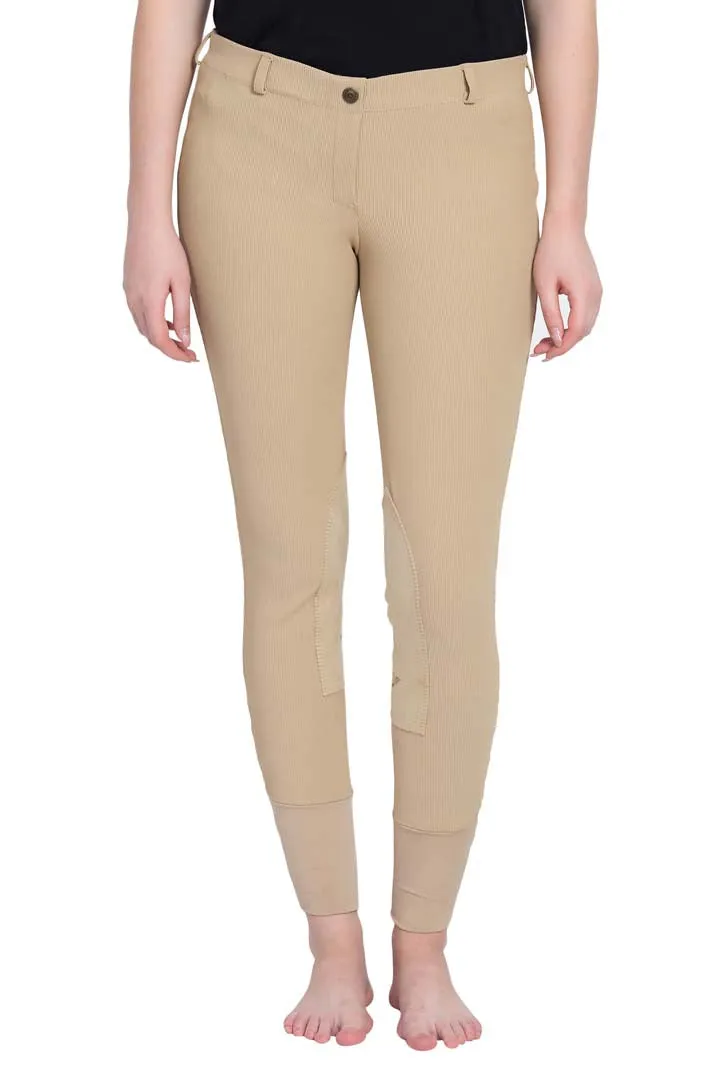 TuffRider Ladies Ribb Lowrise Pull-On Knee Patch Breeches