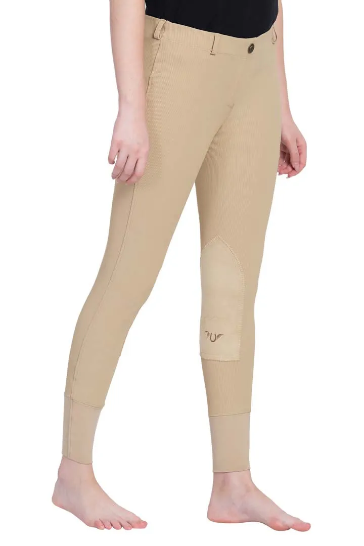 TuffRider Ladies Ribb Lowrise Pull-On Knee Patch Breeches