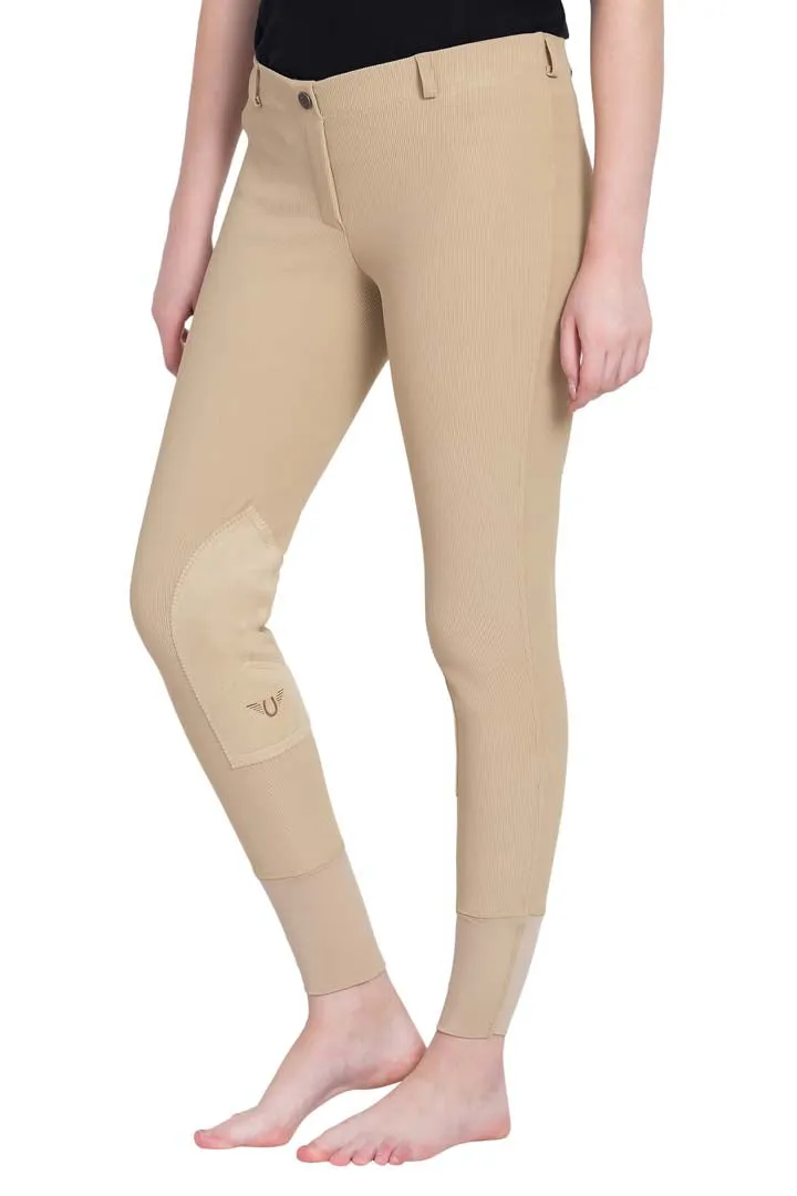 TuffRider Ladies Ribb Lowrise Pull-On Knee Patch Breeches